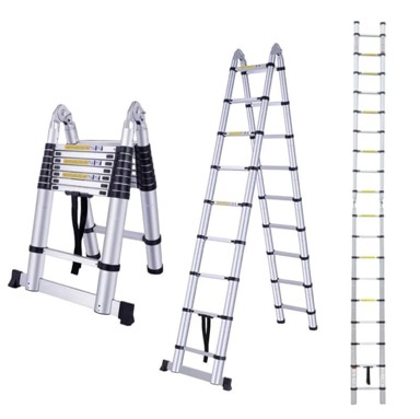 MXM Teleskopske zglobne ljestve 2u1, dvostrane, aluminijske, 5,6 m