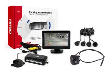 AMIO Parking senzori, 4 kom, crni, 18 mm, TFT01 4,3'' zaslon, buzzer, HD-310 kamera za rikverc