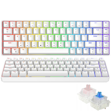 NOVA mehanička gaming tipkovnica PLAY ELECTRA, RGB, anti-ghosting, plavi prekidači, bijela