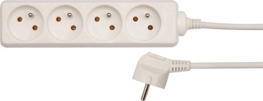VOREL Produžni kabel električni, 4 utičnice s uzemljenjem, 3m, bijeli