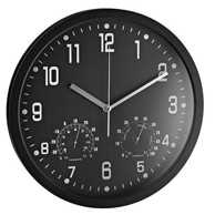 ALCO Zidna ura, s termometrom i higrometrom, crna