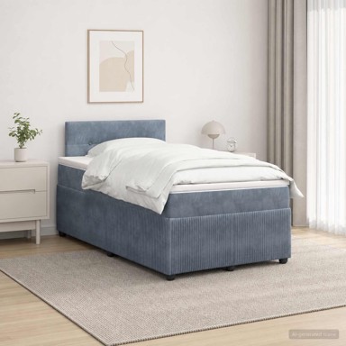 Boxspring krevet s madracem 120 x 200 cm od baršuna, tamnosivi