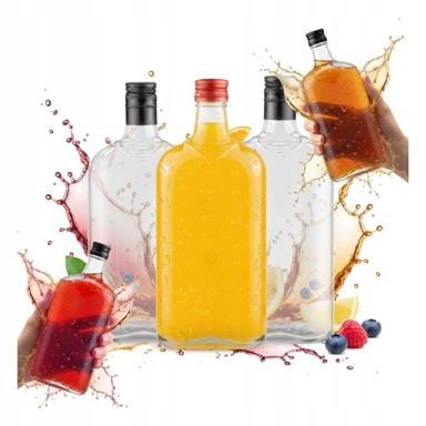 BE Plosnata boca za vino i tinkture, 500 ml, čep, 5 kom