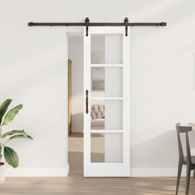 Klizna vrata s opremom bijela 61x198.5 cm čvrsto drvo bor