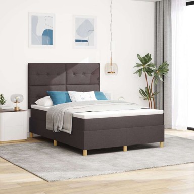 Box Spring krevet s madracem, tamnosmeđi, 140x190 cm