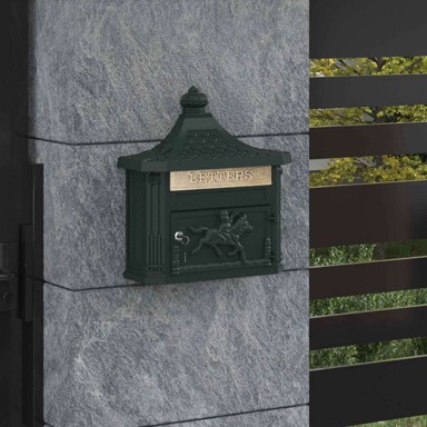 Poštanski sanduk, zidna montaža, 40.5 x 15.5 x 44 cm, metal, zelena