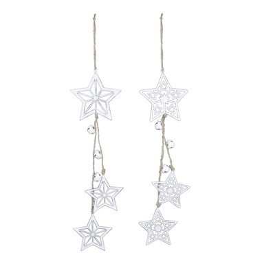 EGO DEKOR Set od 2 bijela viseća ukrasa sa zvjezdicama  