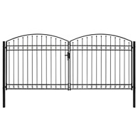 Dvostruka vrata za ogradu s lučnim vrhom čelična 400x200 cm crna