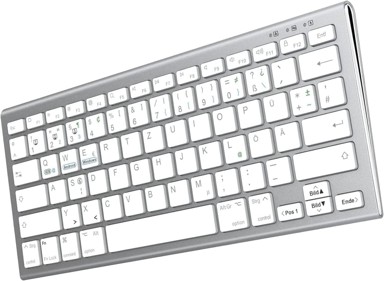 Bluetooth tipkovnica, QWERTZ njemački raspored, srebrno-bijela