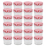 Staklenke za džem s bijelo-crvenim poklopcima 24 kom 110 ml