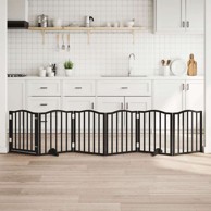 Vrata za pse s vratašcima 6 panela sklopiva 300 cm drvo topole 50 x 60 x 2 cm, crna