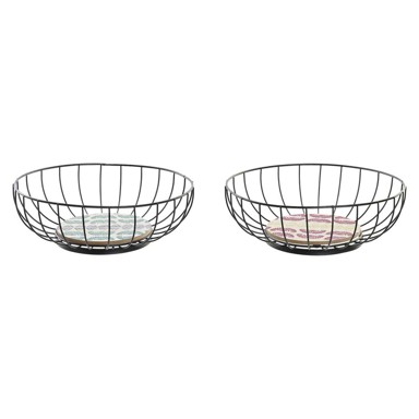 DKD HOME DECOR Posuda za voće metal drvo mdf, 28 x 28 x 11 cm, 2 kom., plava turkizno