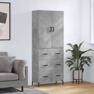 Visoka komoda siva betona 69 5x34x180 cm od konstruiranog drva s ladicama