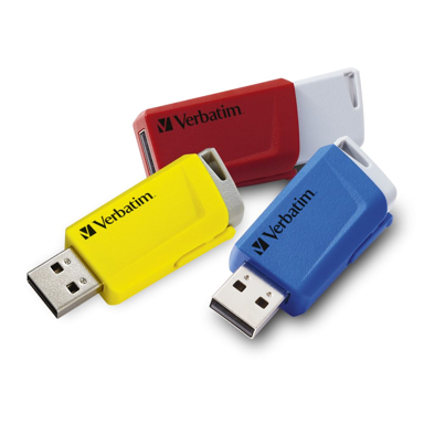 VERBATIM USB memorijski pogon Store ‘n’ Click, 16 GB, USB Tip-A 3.2 Gen 1, plavo-crveno-žuti