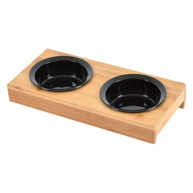 LOVE STORY Set posuda s postoljem od bambusa za pse, Ø12 cm