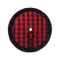 Božićni podložak za jelku, okrugli, 100 cm, crveno-crni karo uzorak