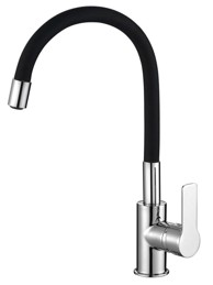 SAPHO Slavina Aqualine kuhinjska s fleksibilnim izljevom, crno/krom