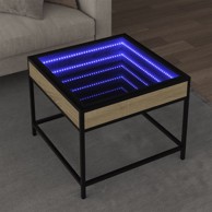 Stolić s beskonačnim LED svjetlima 50x50x41 cm, boja hrasta