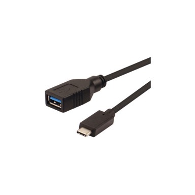 ROLINE Kabel, USB 3.2 Gen 1, tip A-C, F/M, 0,15 m, crni