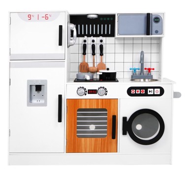Dječja drvena kuhinja s zvučnim i svjetlosnim efektima, 88,5 x 86,5 x 30 cm