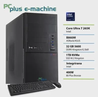 PCPLUS Stolno računalo e-machine / Intel Core Ultra 7 265K, 32 GB RAM, 1 TB SSD, integrirana Intel Graphics, bez operativnog sustava