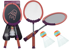 Set za badminton, 2 reketa + 2 loptice, roza