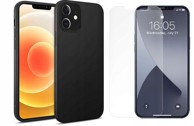 Mekana mat silikonska futrola za iPhone 12 mini + zaštitno staklo, crna
