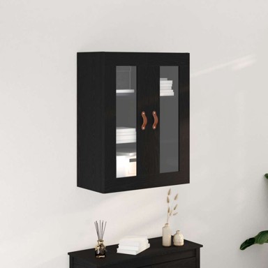 Zidni ormarić sa staklenim vratima, 69.5 x 34 x 90 cm, crni hrast
