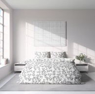 ESSENZASLEEP Posteljina Adela, 200 x 200 cm, sivo lišće