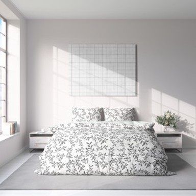 ESSENZASLEEP Posteljina Adela, 200 x 200 cm, sivo lišće