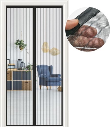 NIKCORP Magnetna mreža protiv komaraca za vrata 85x200 cm, crna