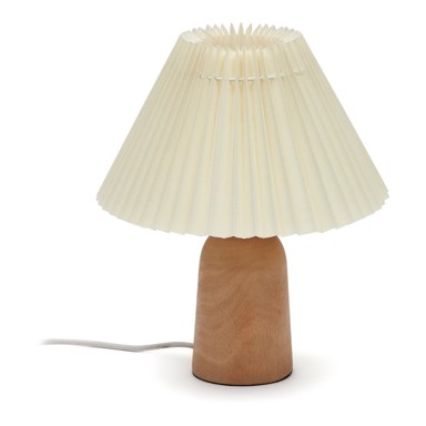 KAVE HOME Bež/u prirodnoj boji stolna lampa od masivnog kaučuka s tekstilnim sjenilom (visina 33 cm) Benicarlo 