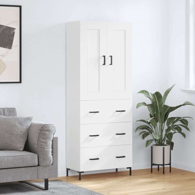 Visoka komoda bijela 69 5x34x180 cm konstruirano drvo , ladice