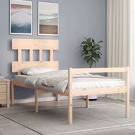 Krevet za starije s uzglavljem za jednu osobu 90 x 190 cm od masivnog drva, visoko, prirodna