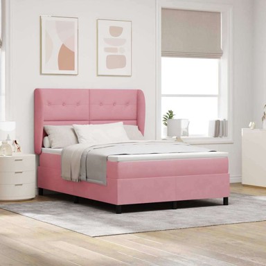 Box spring krevet, 200 x 140 cm, ružičasta, poliester