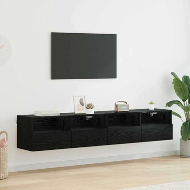 TV zidni ormari, zidne izvedbe, 2 kom, 80 x 30 x 30 cm, crni hrast