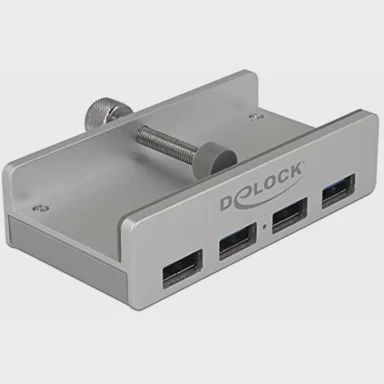 DELOCK USB čvorište, 4x USB-A 3.0 s vijčanim osiguranjem, crno