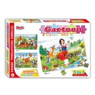 DENIS Puzzle Snjeguljica i Bambi 3u1, 153 dijelova, 34.2x23.2 cm, 3+