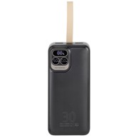 RIVACASE Powerbank prijenosni punjač 30000 mAh USB-C 20W + LCD black, 1x I/O USB-C PD 18W / PD 20W, 2x USB-A QC 3.0 18W, LCD, crni