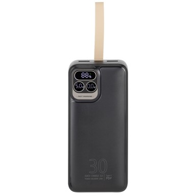 RIVACASE Powerbank prijenosni punjač 30000 mAh USB-C 20W + LCD black, 1x I/O USB-C PD 18W / PD 20W, 2x USB-A QC 3.0 18W, LCD, crni