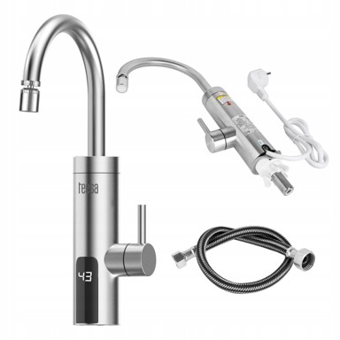 TEESA Električni bojler za kuhinju s LCD zaslonom, nehrđajući čelik, 3000 W, rotirajući izljev