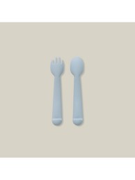INTERBABY Silikonski set pribora za jelo, plavo-sivi