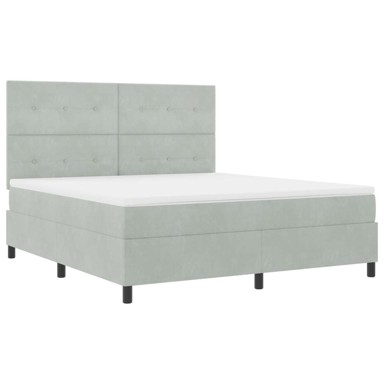 Box Spring krevet s madracem, svjetlosivi, Super King, baršun