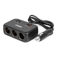AMIO Razdjelnik utičnice auto upaljača 3 utičnice, USB-A + USB-C QC4.0