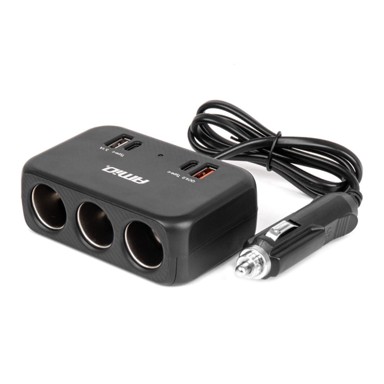 AMIO Razdjelnik utičnice auto upaljača 3 utičnice, USB-A + USB-C QC4.0