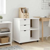 Mobilni ormar, čvrsto borovo drvo, 63.5 x 39 x 65.5 cm, bijeli