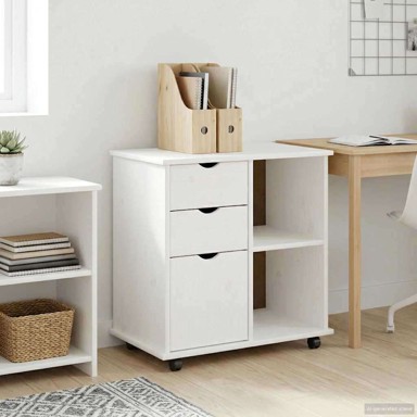 Mobilni ormar, čvrsto borovo drvo, 63.5 x 39 x 65.5 cm, bijeli