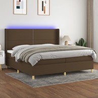Krevet box spring s madracem LED tamnosmeđi 200x200 cm tkanina