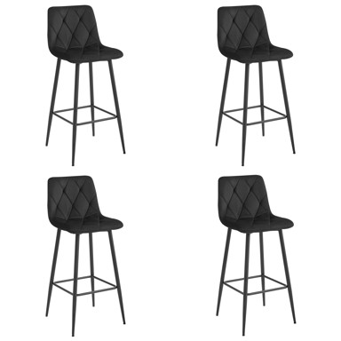 NADO Stolica, baršun, crne noge, crna, 4 komada