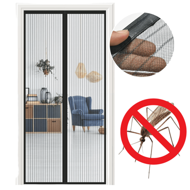 NIKCORP Magnetna mreža za balkonska vrata 95x215 cm, crna